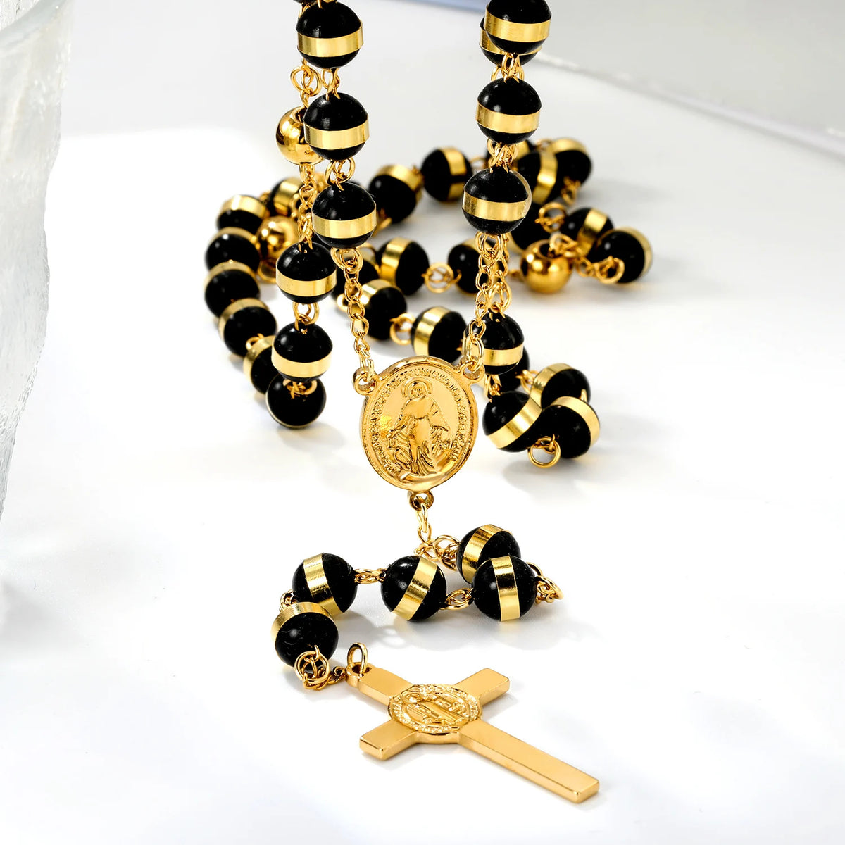 Stainless Steel Virgin Mary Cross Necklace with Extender Chain