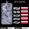 Set E white silicone ear grip hooks for glasses and sunglasses in various sizes