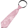 A pink sequin tie with a black neck strap for parties and events.