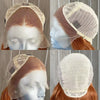 Close-up views of a platinum black body wave wig with blonde roots shown on a mannequin head.