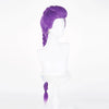 A purple braided wig displayed on a mannequin head.