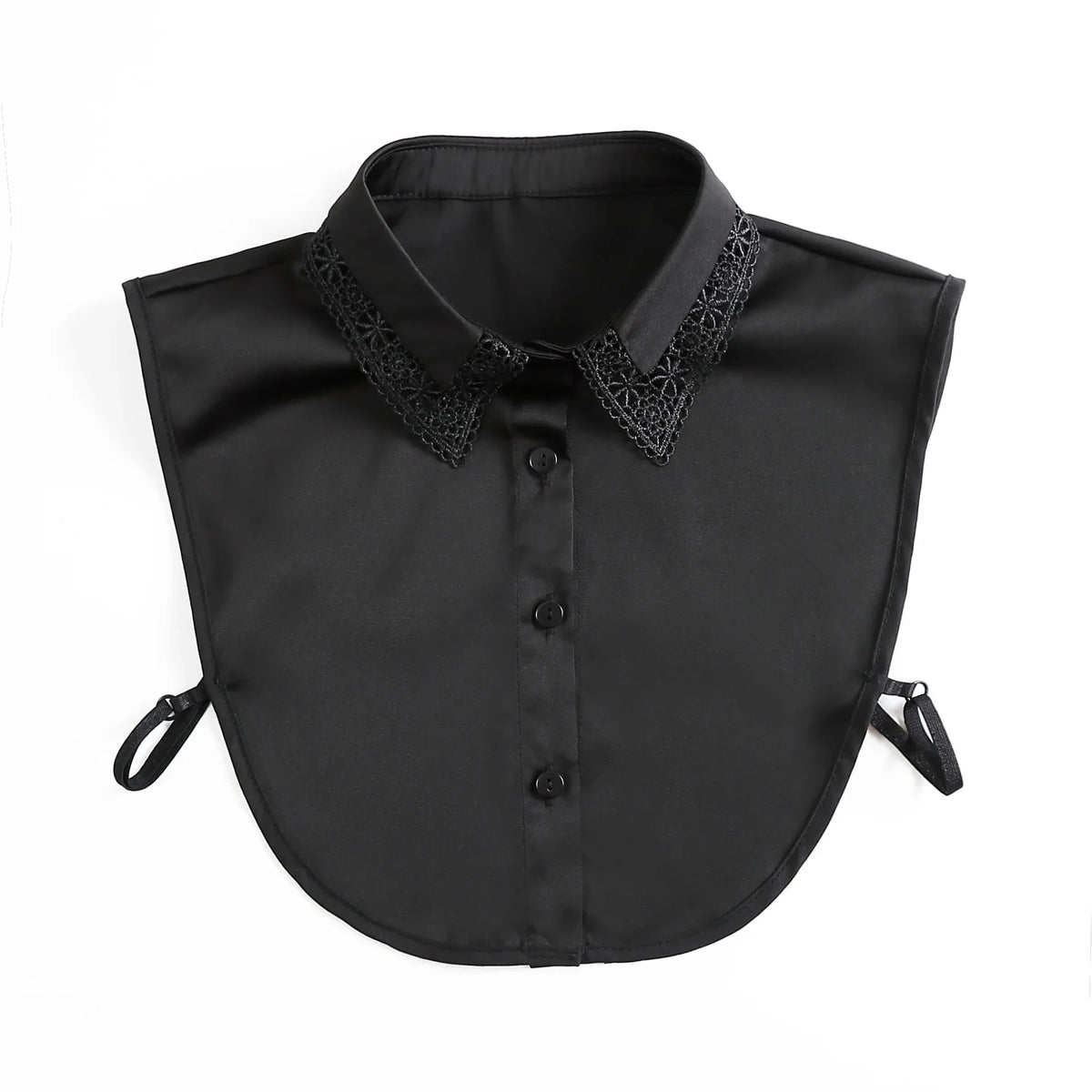 Black blouse with a fashionable false collar and detachable neckline