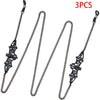 Three sets of black metal link eyeglass straps for glasses and sunglasses