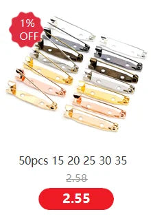 A set of 50 ball pins in stainless steel for DIY jewelry making, shown with a discount tag.