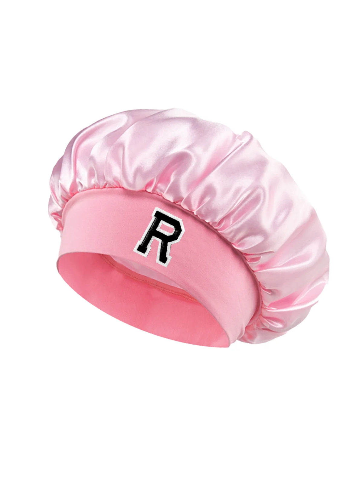Personalized Letter Print Satin Hair Cap