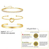 Three gold filled stainless steel bracelets for women including a chain necklace and a bangle.