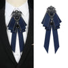 Navy blue luxury rhinestone bow tie neck tie with black accents
