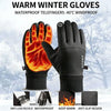A pair of black waterproof telefingers gloves shown next to features like an anti-loss buckle and anti-slip design.