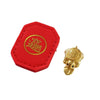 Red felt tag with gold lettering and a gold turtle charm for longevity and financial stability