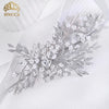 Silver rhinestone bridal headband or tiara with delicate floral accents