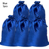 Five royal blue satin drawstring storage bags for hair tools