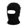 Bonnet balaclava en tricot camouflage noir délavé avec découpe pour le visage.