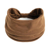 A brown boho knot headwrap hair band for women shown flat lay.
