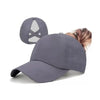 A grey breathable mesh criss-cross baseball cap shown from the side.