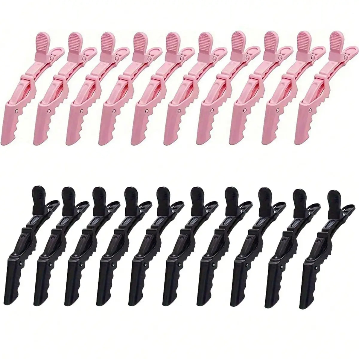 A set of pink professional multifunctional hair sectioning clips for styling and separating hair.