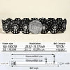 A set of vintage western denim belts in black and silver studs with various waist sizes and belt lengths.