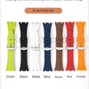A variety of waterproof and sweat-proof rubber watch straps in green, black, white, blue, brown, red, and orange colors for a