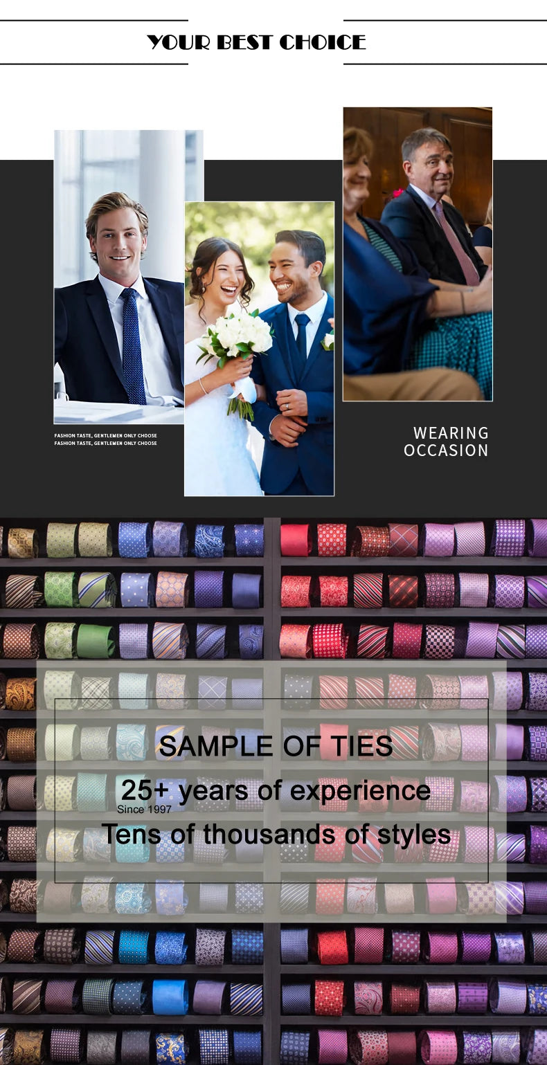 Darstellung verschiedener Herren-Einstecktuch-Krawatten aus festem Twill gestreift in verschiedenen Farben und Mustern.