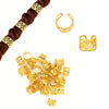 Goldlegiertes Haar-Schmuck mit Zopf, Ohrhängen und Haarklammern für Flechtwerke und Dreadlocks