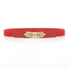 Red stretchy elastic waistband cummerbund for women with gold leaf embellishments