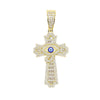 Collier pendentif en tons or avec des diamants et un centre œil bleu.