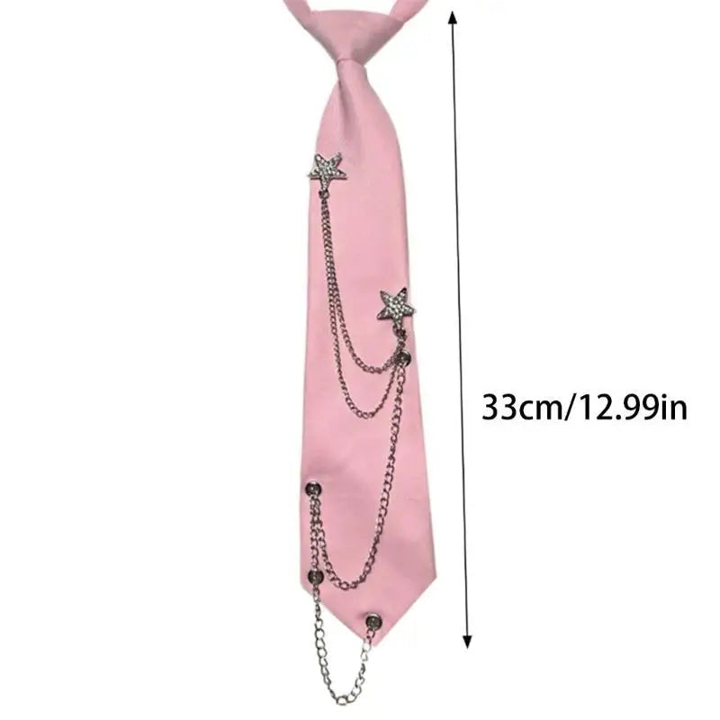 Pinker Seiden-Halsband mit verstellbarem Sternketten-Detail
