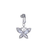 Silver butterfly belly button ring with a delicate chain and bail.
