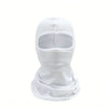 White unisex multifunctional balaclava cap shown from the front.