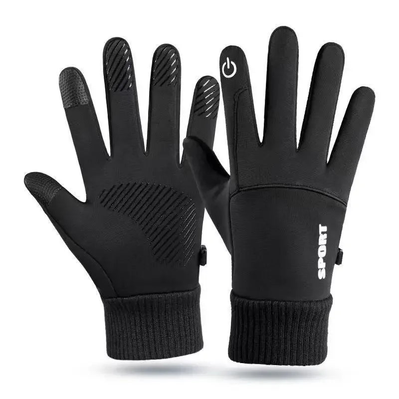A pair of black Sport extreme cold winter gloves shown against a white background.