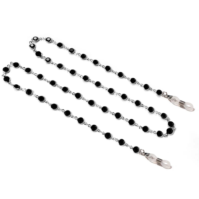 A delicate pearl gemstone lanyard chain designed for holding sunglasses.