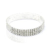 A stack of multi-layer crystal tennis anklets for women displayed on a white background.