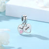 Silver heart charm necklace featuring a family tree design with the names Doug and Mother