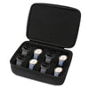 Black leather watch travel case organizer with multiple watches inside