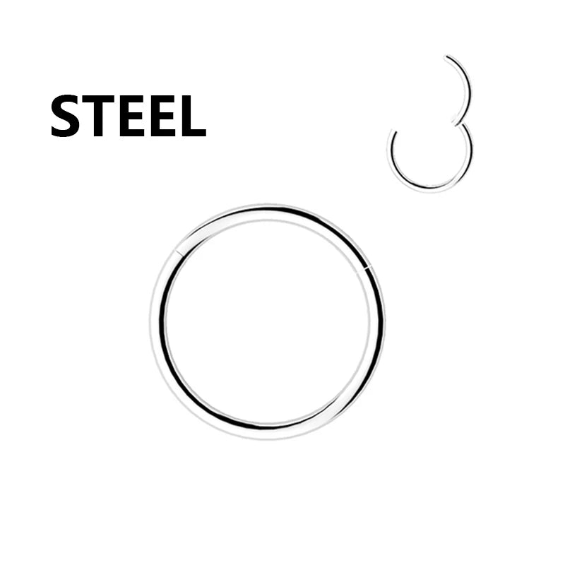 Set aus Edelstahl-CZ-Segment-Ohrringe und Clicker-Nostpiercing-Schmuck.