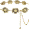 Ceinture à cordon de perles en métal doré, style western