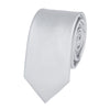A white men's slim jacquard business tie folded and displayed against a white background.
