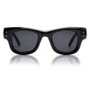 Black classic puffer square sunglasses with dark lenses and black frames