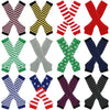 A collection of knitted fingerless gloves featuring various patriotic patterns and colors like red white and blue stripes and