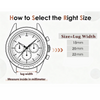 Diagram showing how to select the right size lug width for a watch band, with measurements in millimeters.