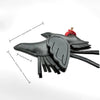 Black leather winged pony keychain with a red accent and fringe details.