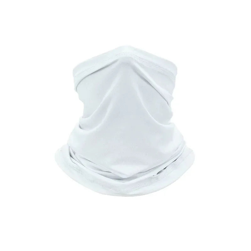 White breathable multi-use mesh scarf folded and displayed