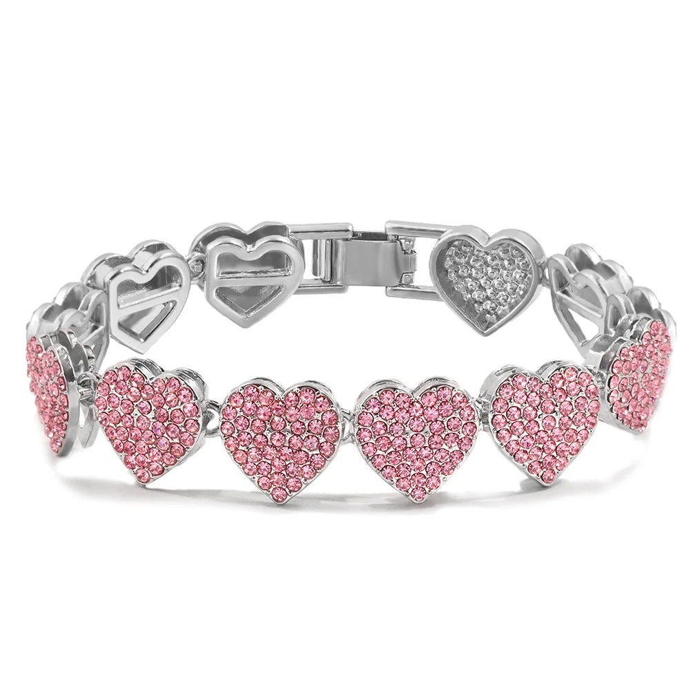 Iced Out Rhinestone Cuban Chain Bracelets