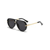 Retro large frame green fashion sunglasses with gold accents