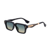 Schwarze retro quadratische Metall-Sonnenbrille mit goldenen Akzenten