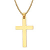 Goldfarbener Edelstahl-Kreuz-Anhänger mit Kette.