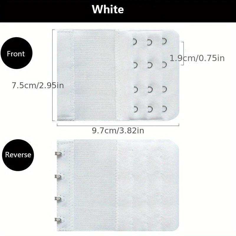 White adjustable bra extender straps showing the front and reverse views.