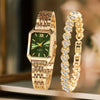 Fashion Quartz Wristwatch Set with Rhinestone Bracelet