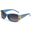 Blue vintage butterfly wrap sunglasses with gold accents