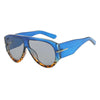 Blue retro oval sunglasses with tortoiseshell frames