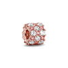 Rose gold cherry blossom charm pendant featuring a cluster of pink and clear diamonds